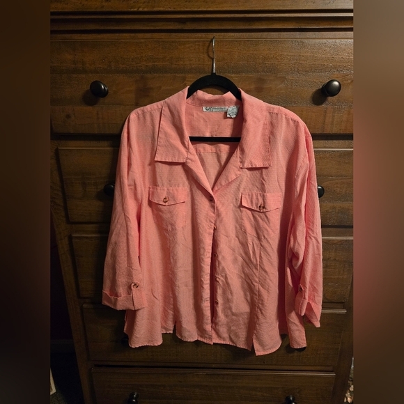 Dress Barn Tops - DressBarn 3/4 Length Peach Buttondown Blouse. Size 3X